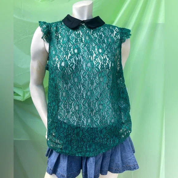 NWT Crochet see true green top with cap sleeves size XL - Picture 14 of 15